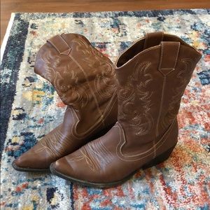 Brown cowboy boots